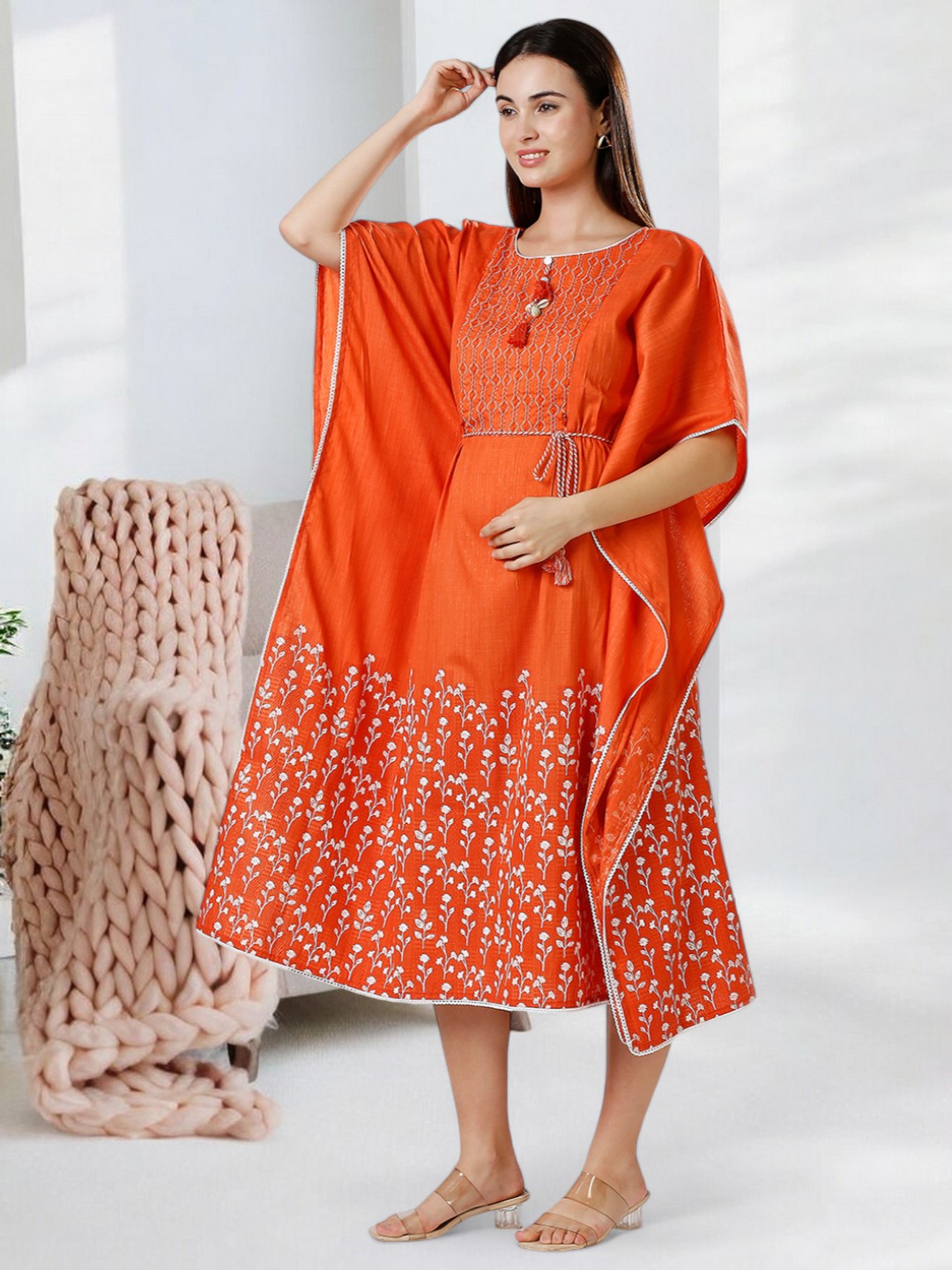 STYLISH FEEDING KAFTAN FOR WOMEN WITH ZIPPERS