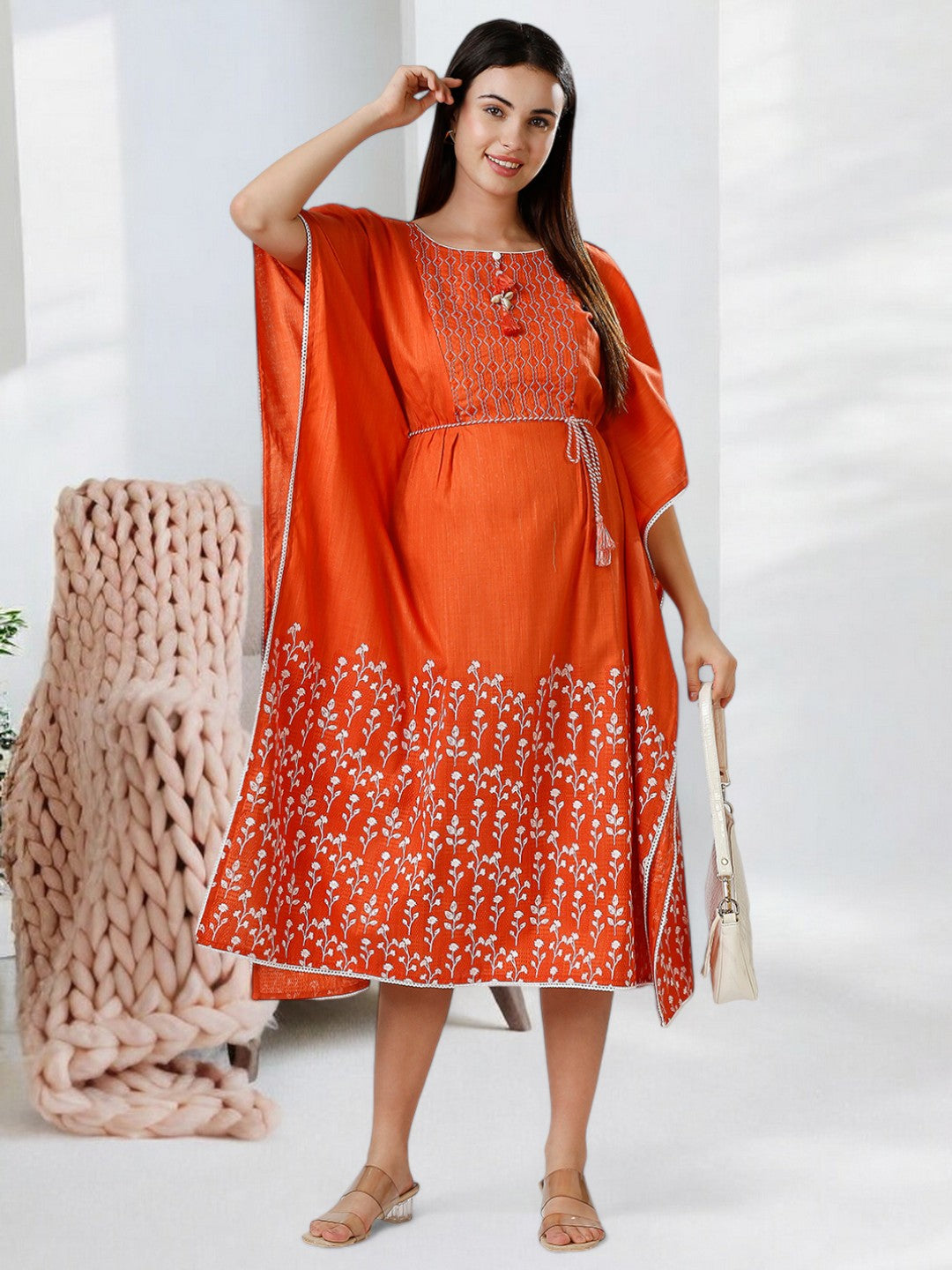 STYLISH FEEDING KAFTAN FOR WOMEN WITH ZIPPERS