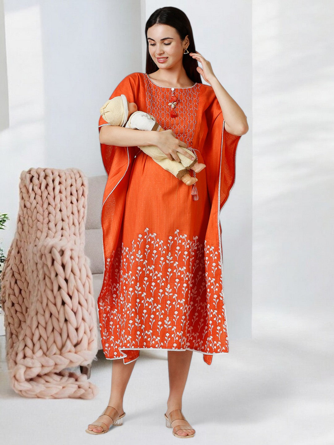 STYLISH FEEDING KAFTAN FOR WOMEN WITH ZIPPERS