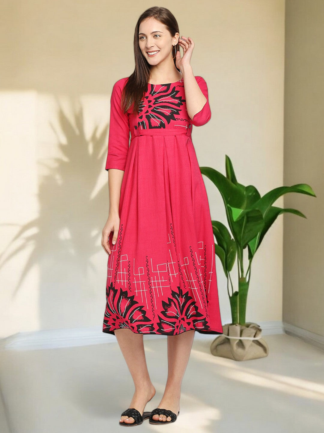 VIBRANT PREGNANCY FLARED KURTA FOR WOMEN