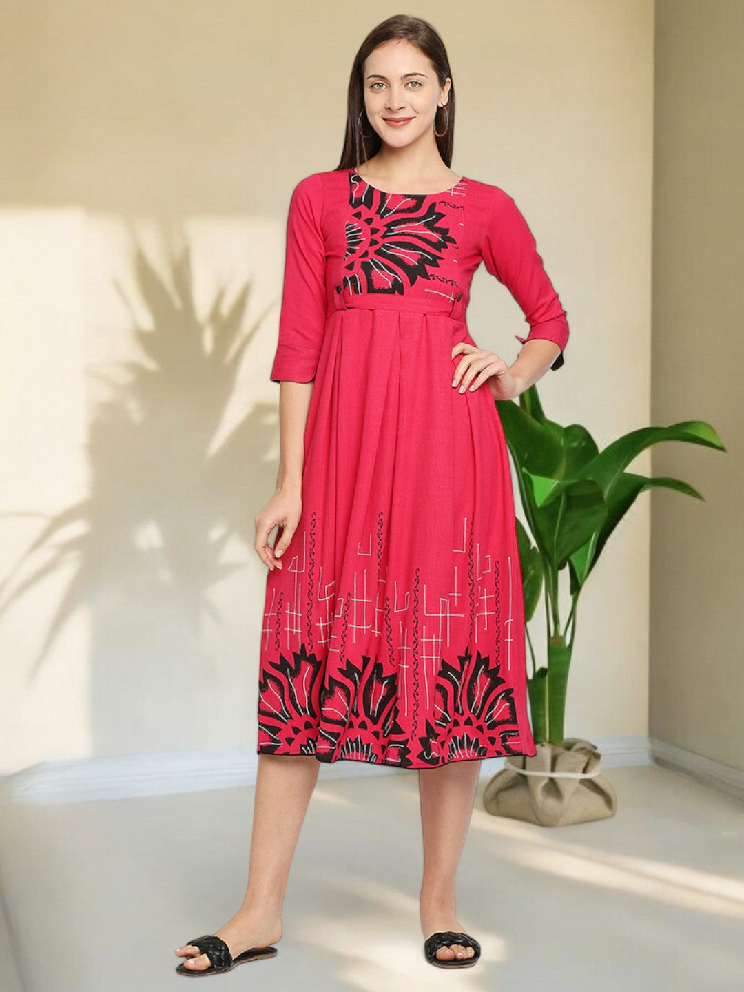 VIBRANT PREGNANCY FLARED KURTA FOR WOMEN
