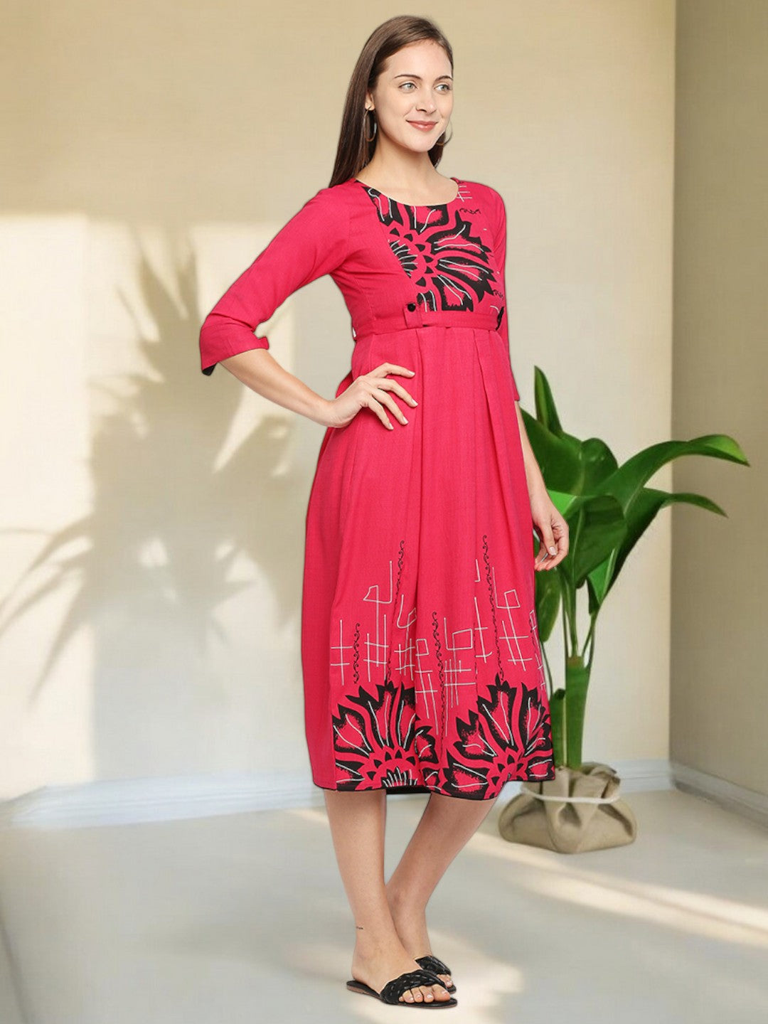 VIBRANT PREGNANCY FLARED KURTA FOR WOMEN