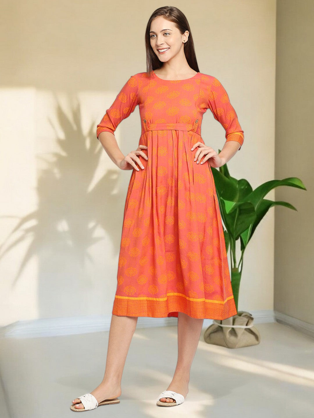 VIBRANT PREGNANCY FLARED KURTA FOR NURSING