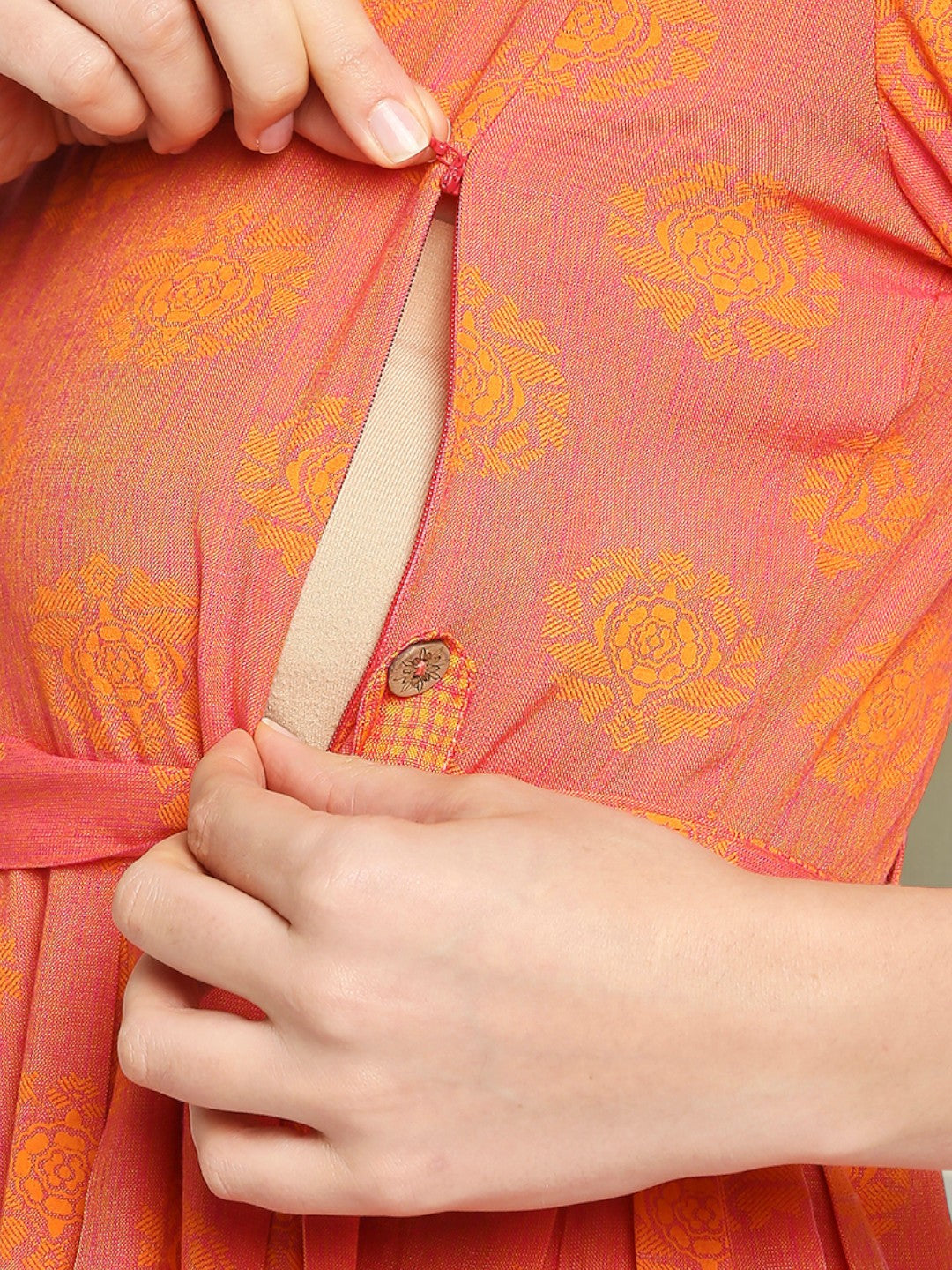 VIBRANT PREGNANCY FLARED KURTA FOR NURSING