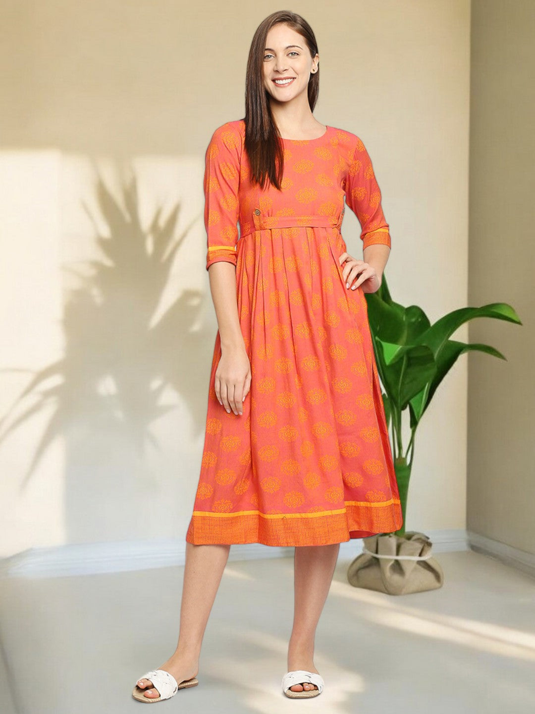 VIBRANT PREGNANCY FLARED KURTA FOR NURSING