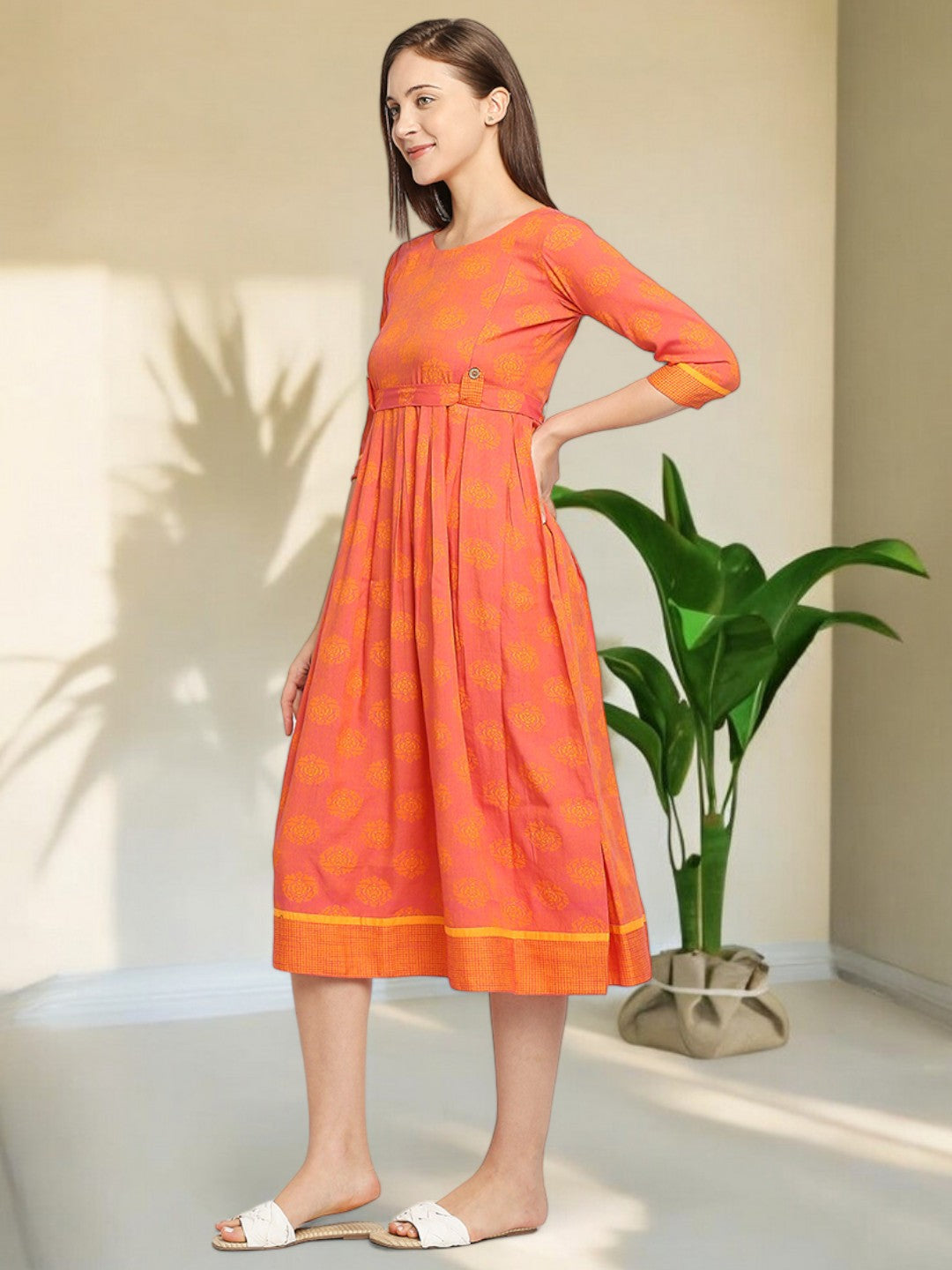 VIBRANT PREGNANCY FLARED KURTA FOR NURSING