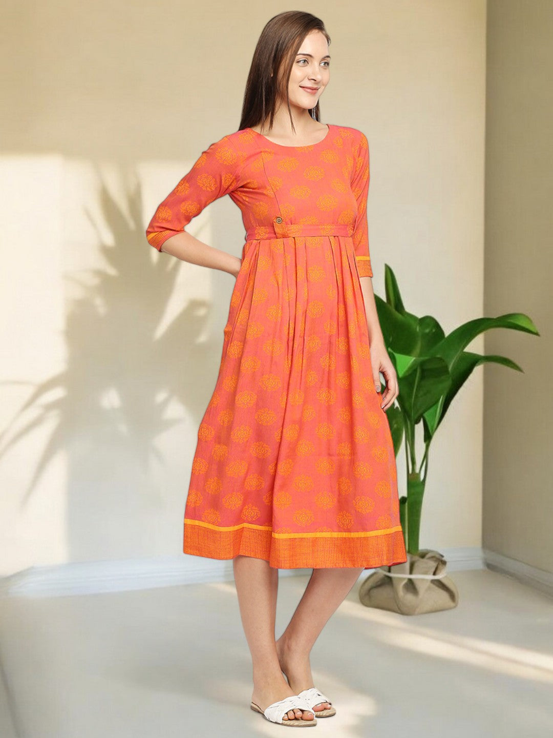 VIBRANT PREGNANCY FLARED KURTA FOR NURSING
