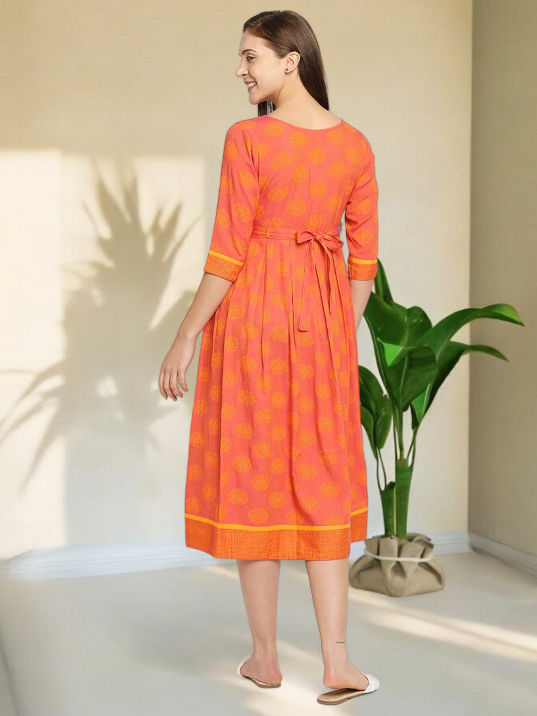 VIBRANT PREGNANCY FLARED KURTA FOR NURSING