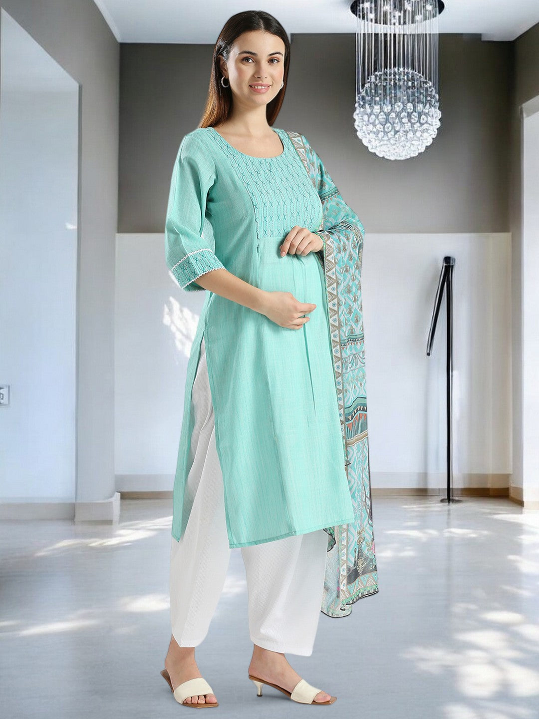 GRACEFUL ETHNIC MATERNITY KURTA SET FOR WOMEN