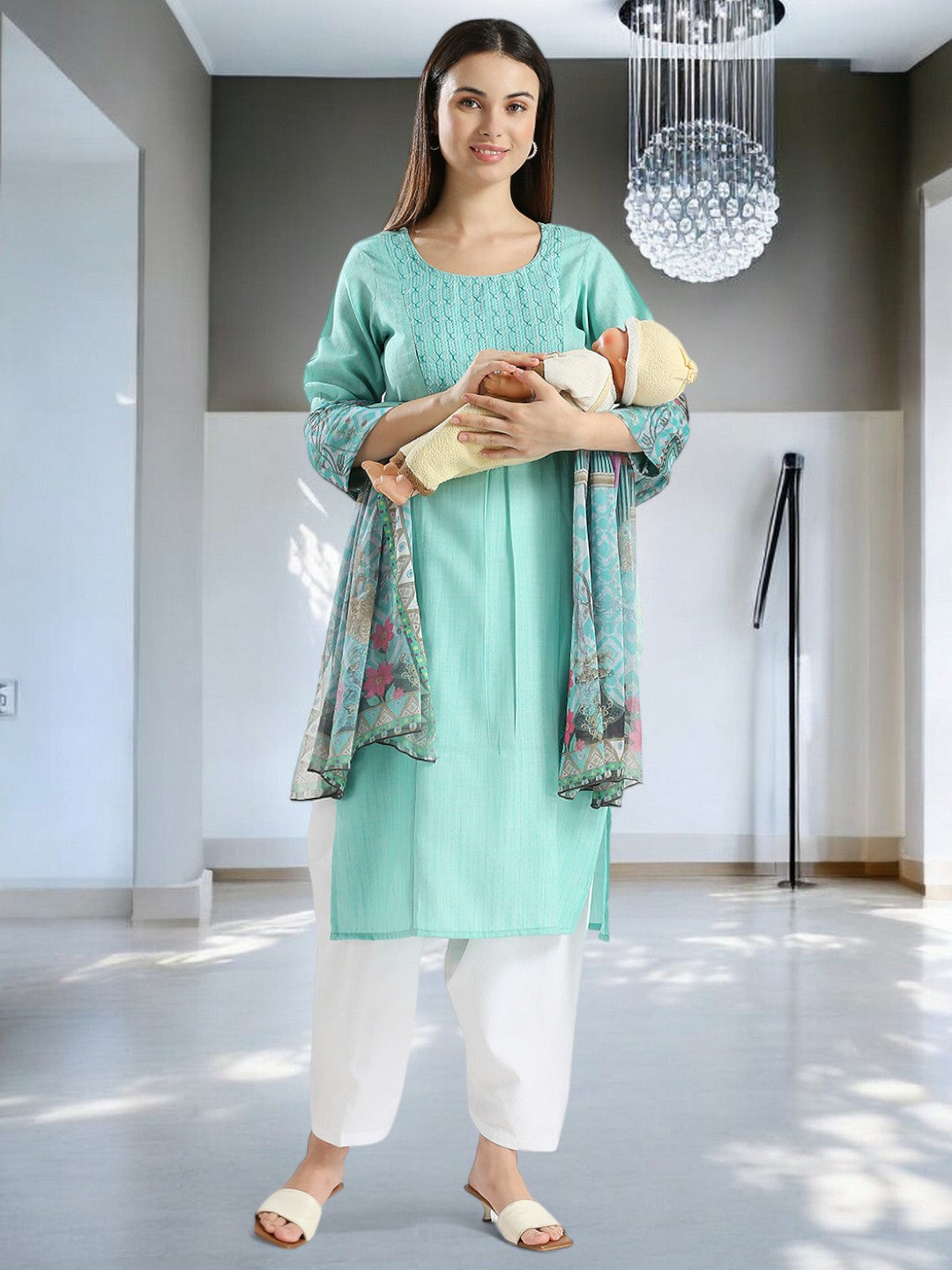 GRACEFUL ETHNIC MATERNITY KURTA SET FOR WOMEN