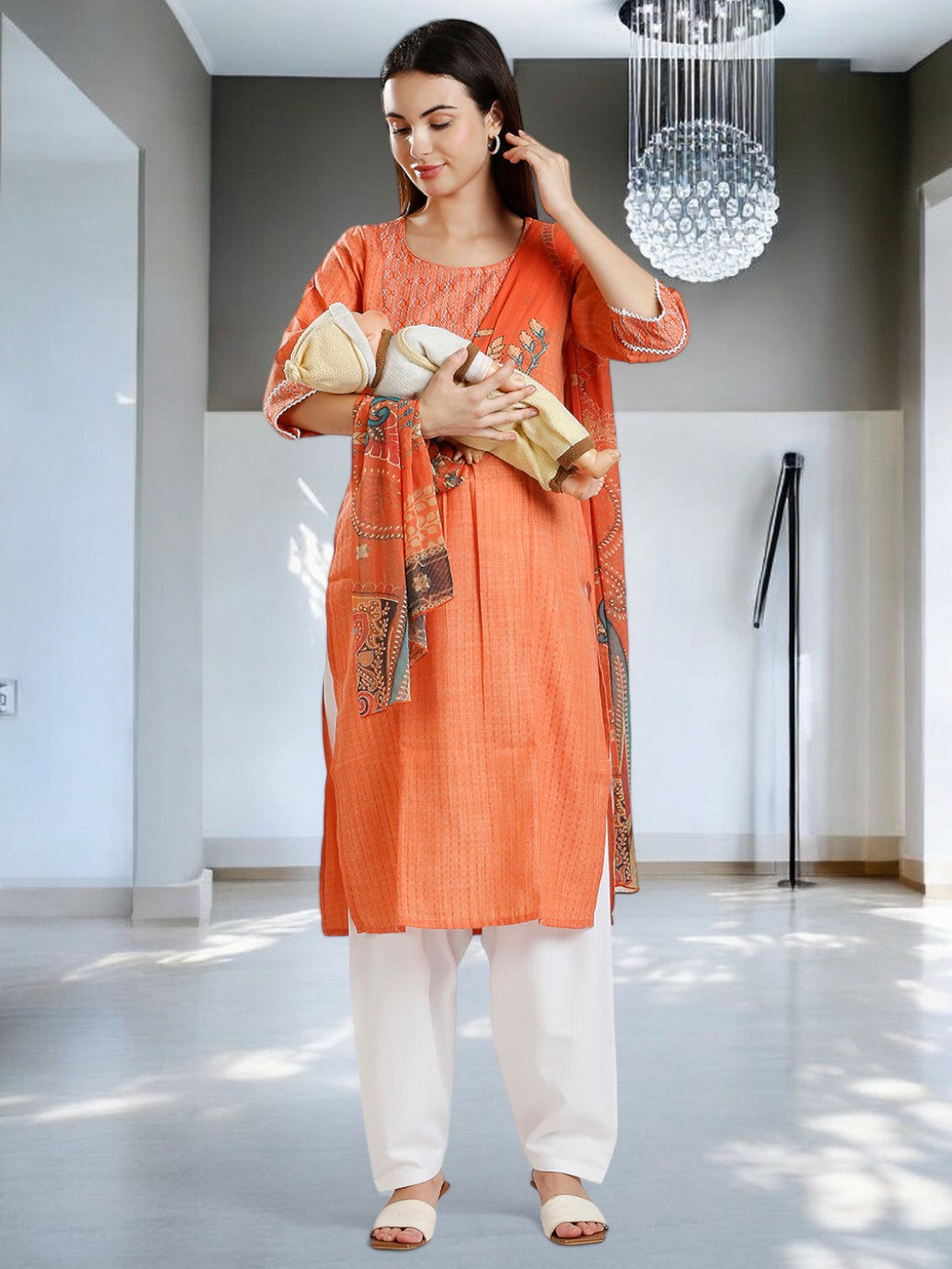 GRACEFUL ETHNIC NURSING KURTA SET FOR WOMEN