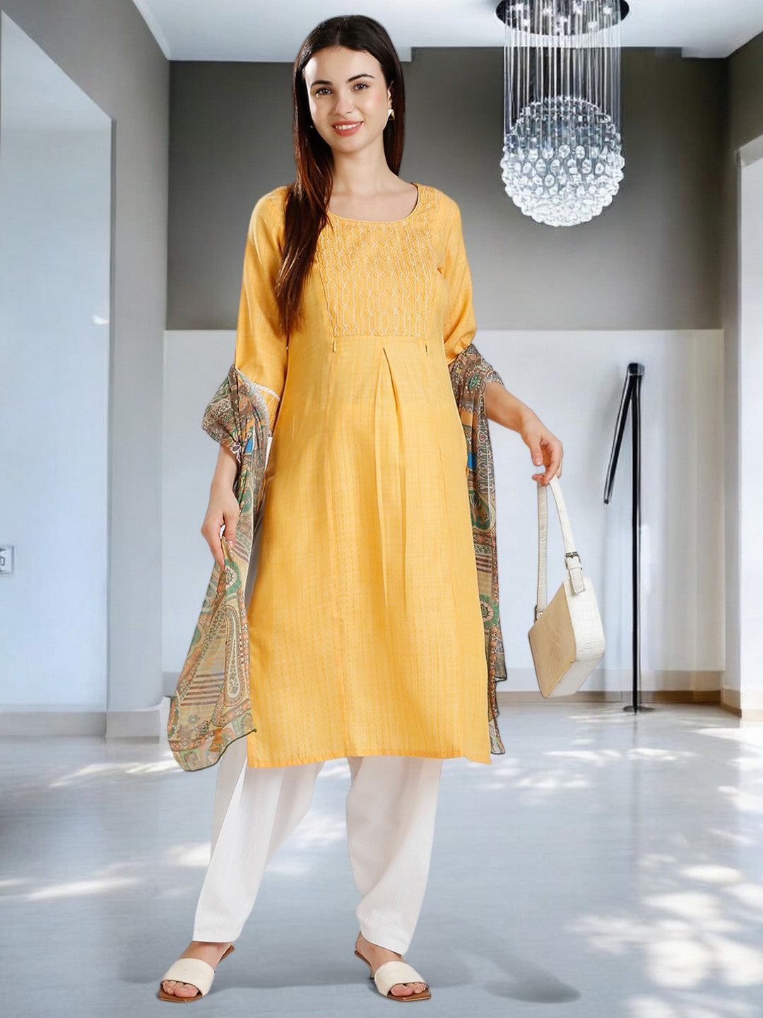 GRACEFUL ETHNIC PREGNANCY KURTA SET FOR WOMEN