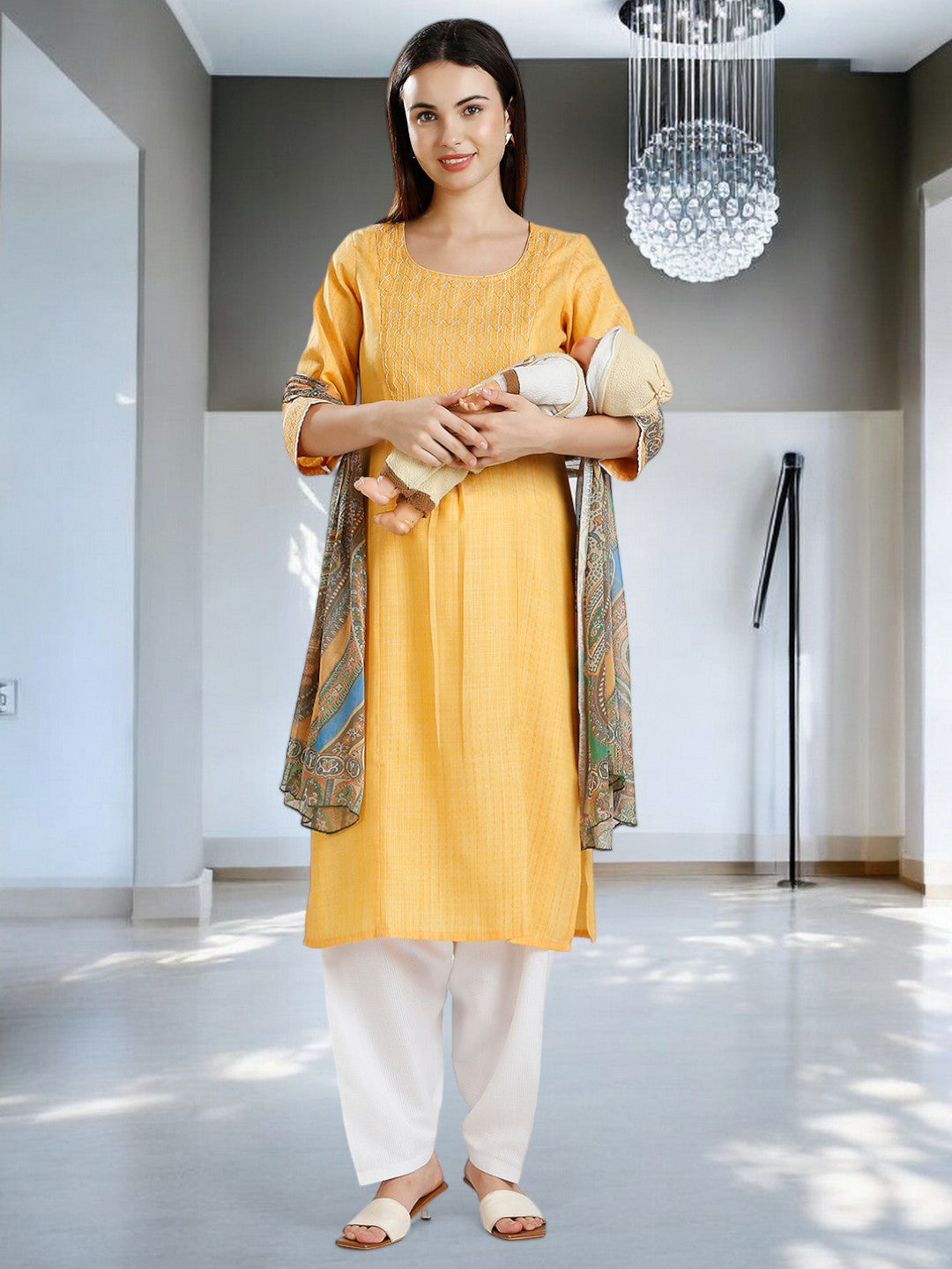 GRACEFUL ETHNIC PREGNANCY KURTA SET FOR WOMEN