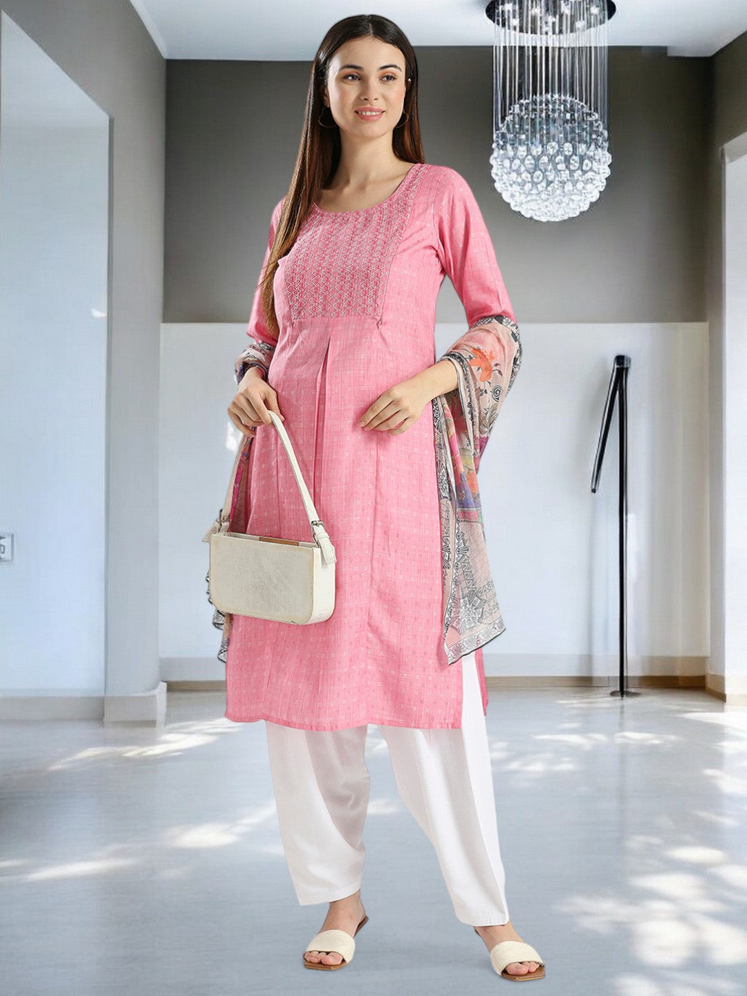 GRACEFUL ETHNIC MATERNITY KURTA SET FOR MOTHER