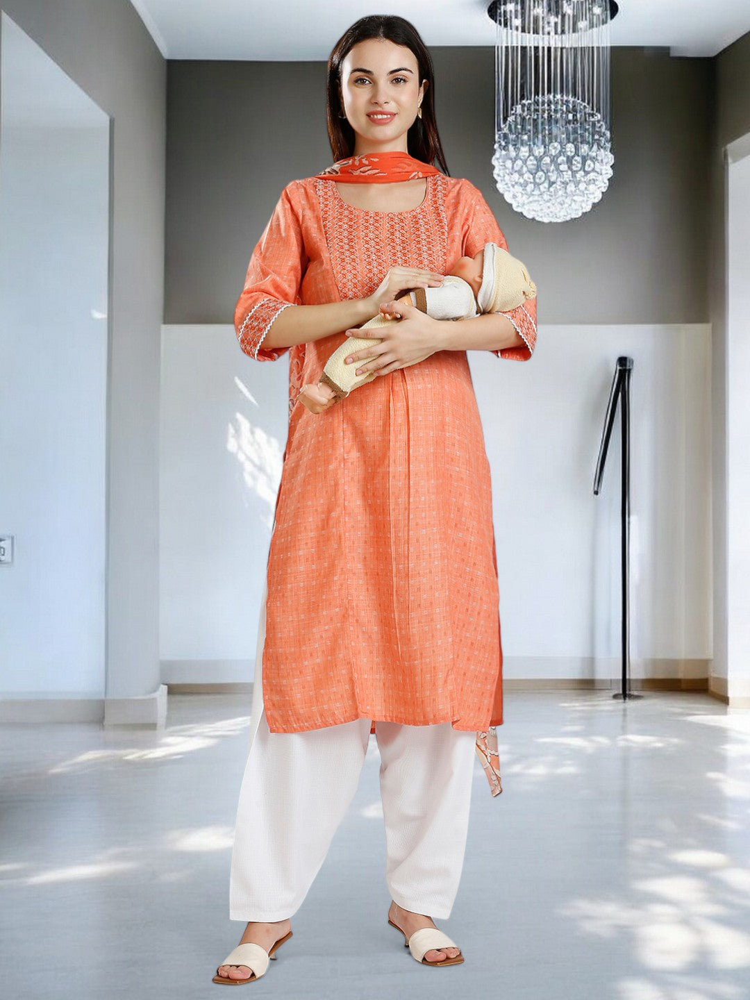 CLASSIC ETHNIC NURSING KURTA SET FOR WOMEN