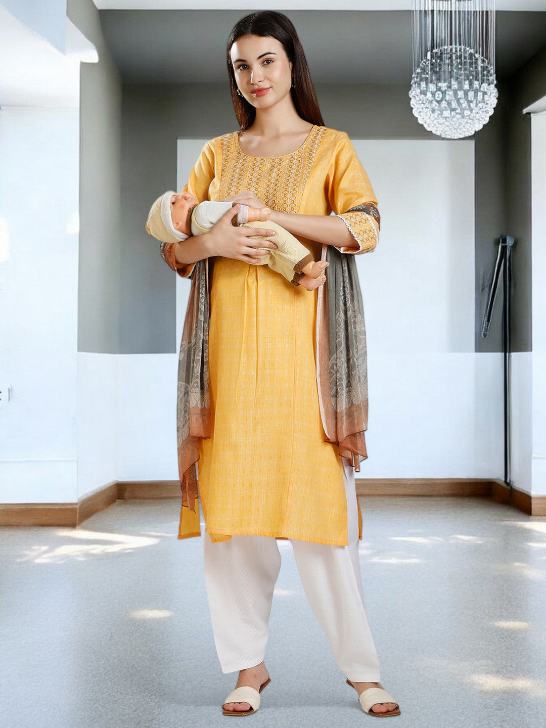 CLASSIC ETHNIC FEEDING KURTA SET FOR WOMEN