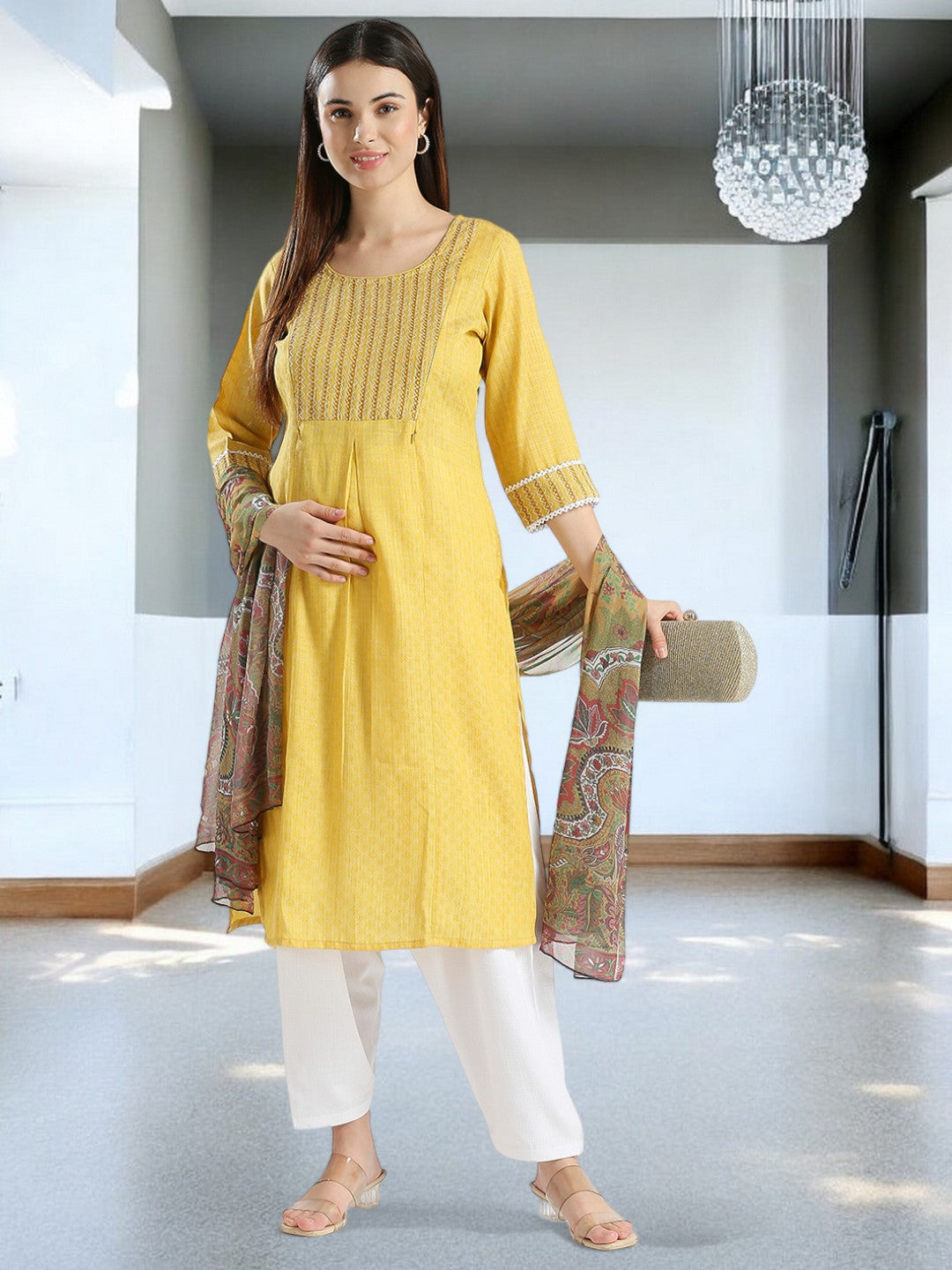 CLASSIC ETHNIC MATERNITY KURTA SET FOR WOMEN