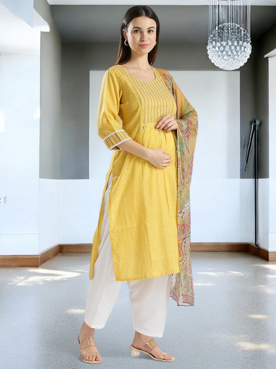 CLASSIC ETHNIC MATERNITY KURTA SET FOR WOMEN