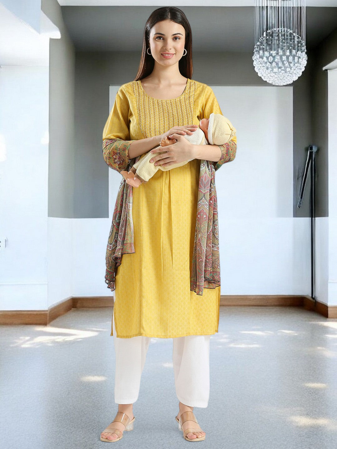 CLASSIC ETHNIC MATERNITY KURTA SET FOR WOMEN