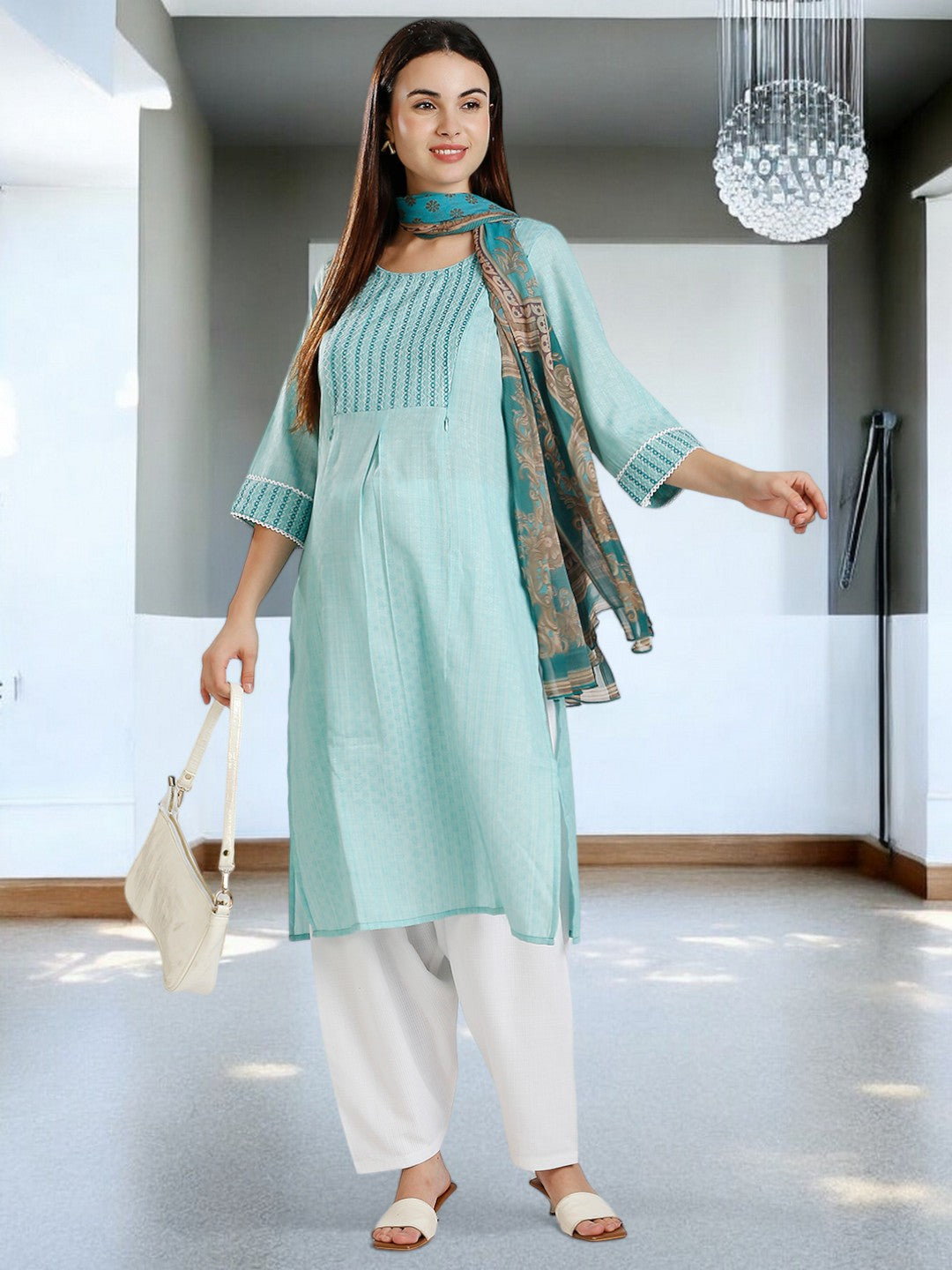 GRACEFUL ETHNIC FEEDING KURTA SET FOR MOTHER