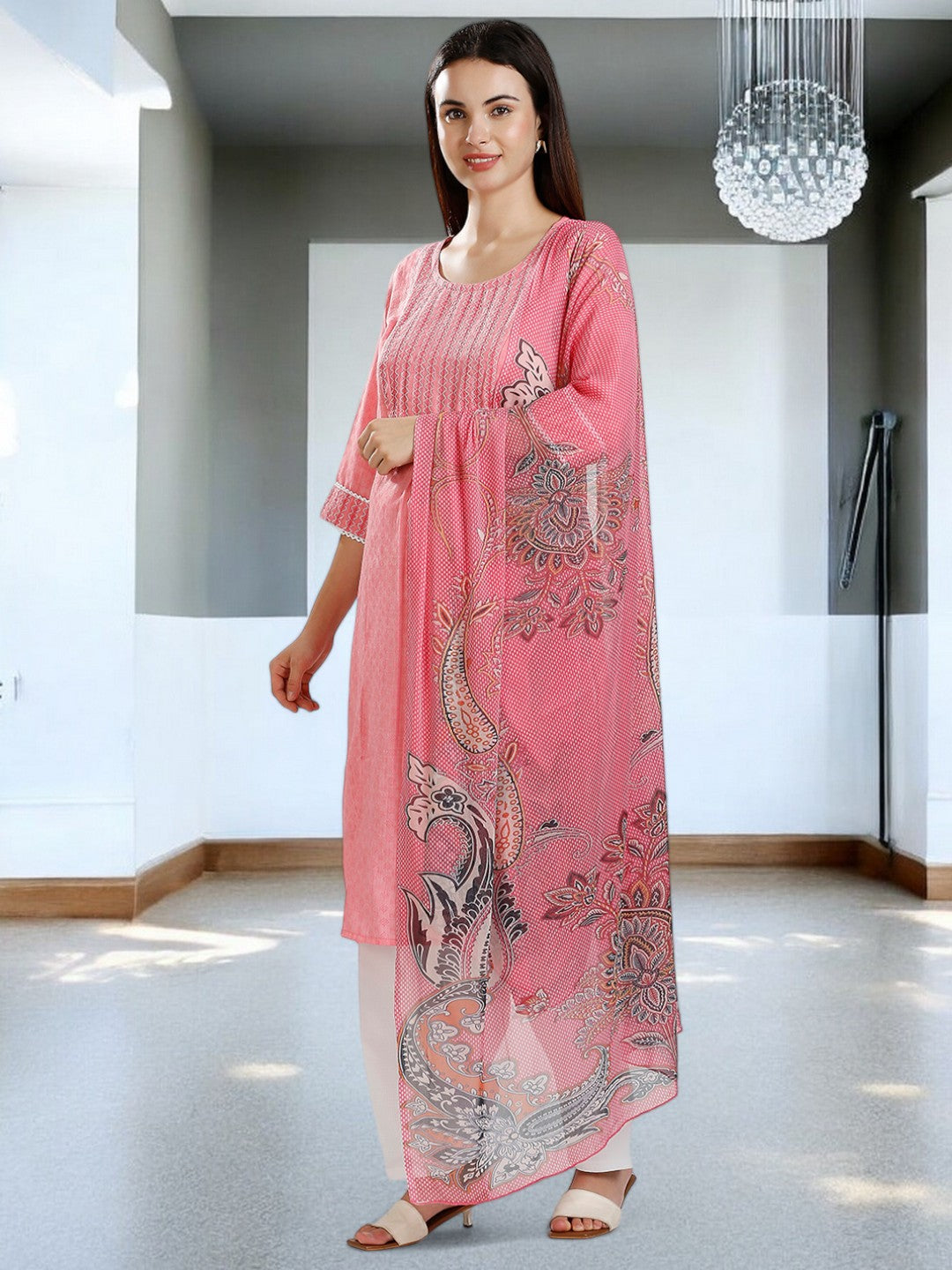 GRACEFUL ETHNIC PREGNANCY KURTA SET FOR MOTHER