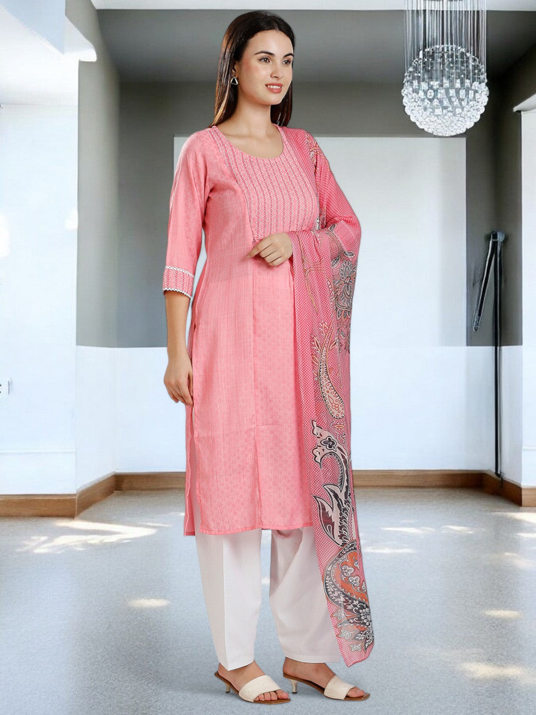 GRACEFUL ETHNIC PREGNANCY KURTA SET FOR MOTHER