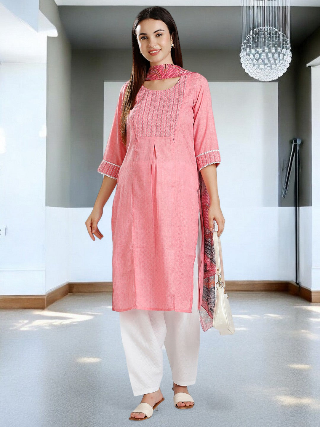 GRACEFUL ETHNIC PREGNANCY KURTA SET FOR MOTHER