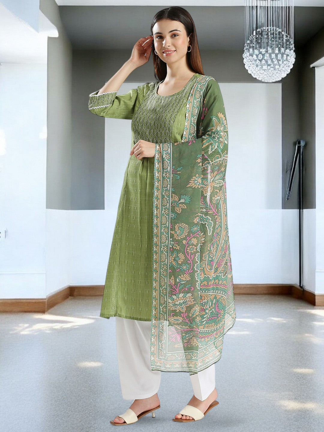 ETHNIC MATERNITY KURTA PANT WITH DUPATTA