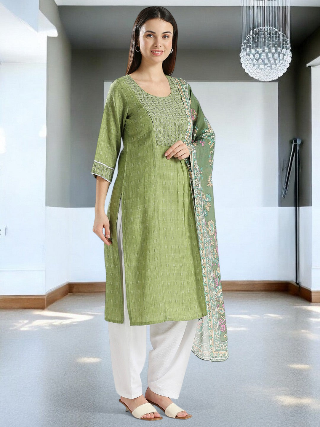 ETHNIC MATERNITY KURTA PANT WITH DUPATTA