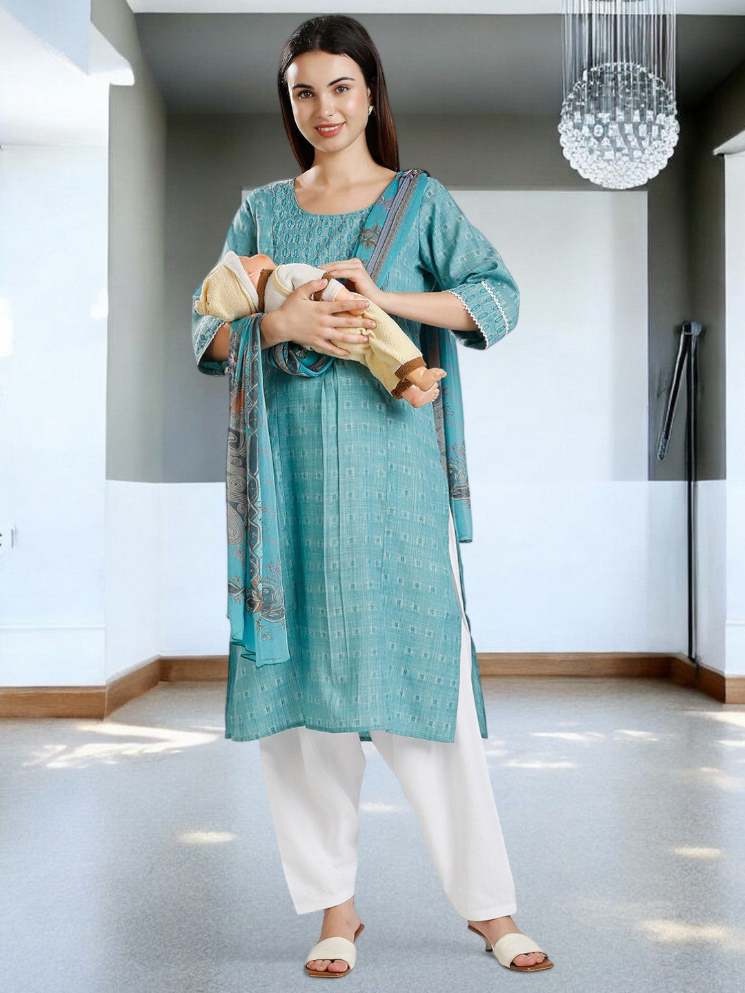 ETHNIC NURSING KURTA PANT WITH DUPATTA