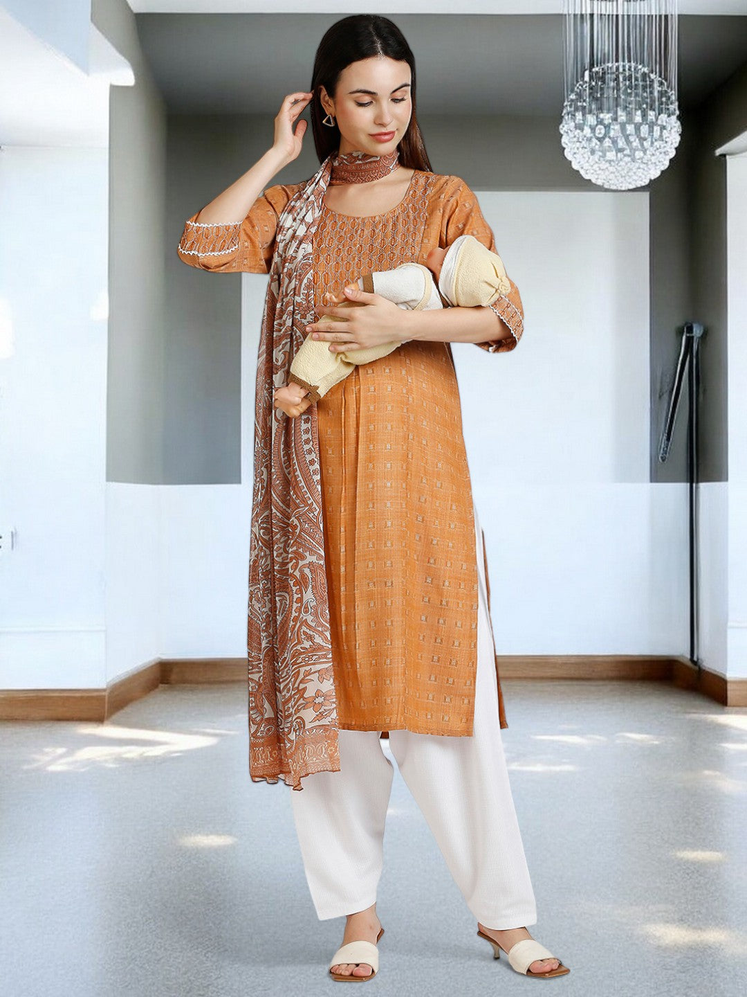 ETHNIC PREGNANCY KURTA PANT WITH DUPATTA