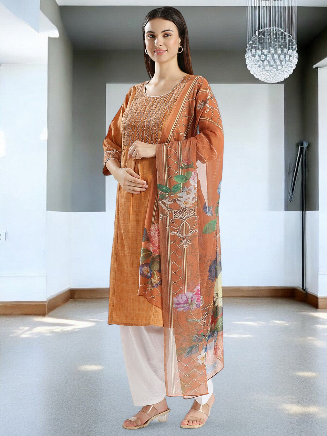 ETHNIC MATERNITY KURTA PANT SET FOR WOMEN