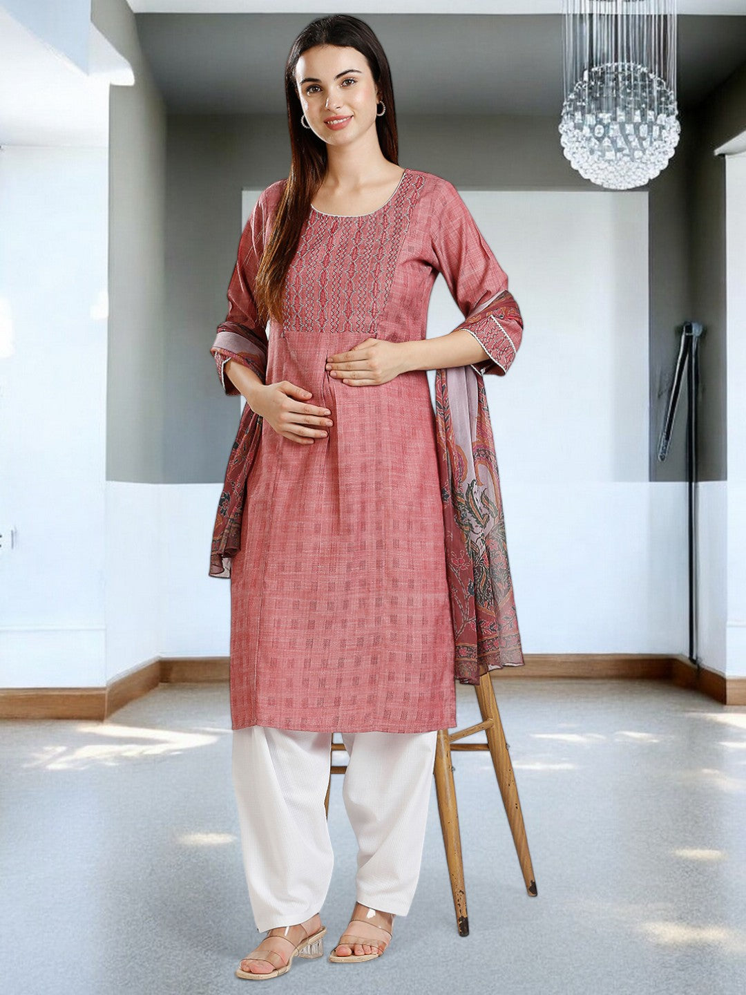 ETHNIC NURSING KURTA PANT SET FOR WOMEN