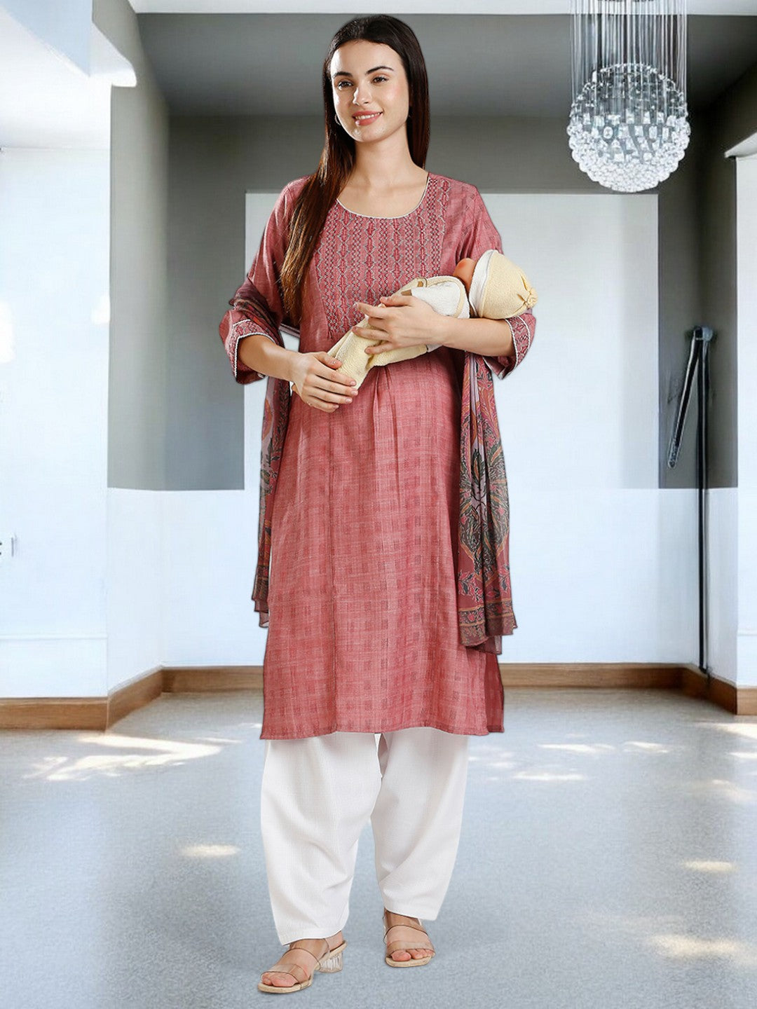 ETHNIC NURSING KURTA PANT SET FOR WOMEN