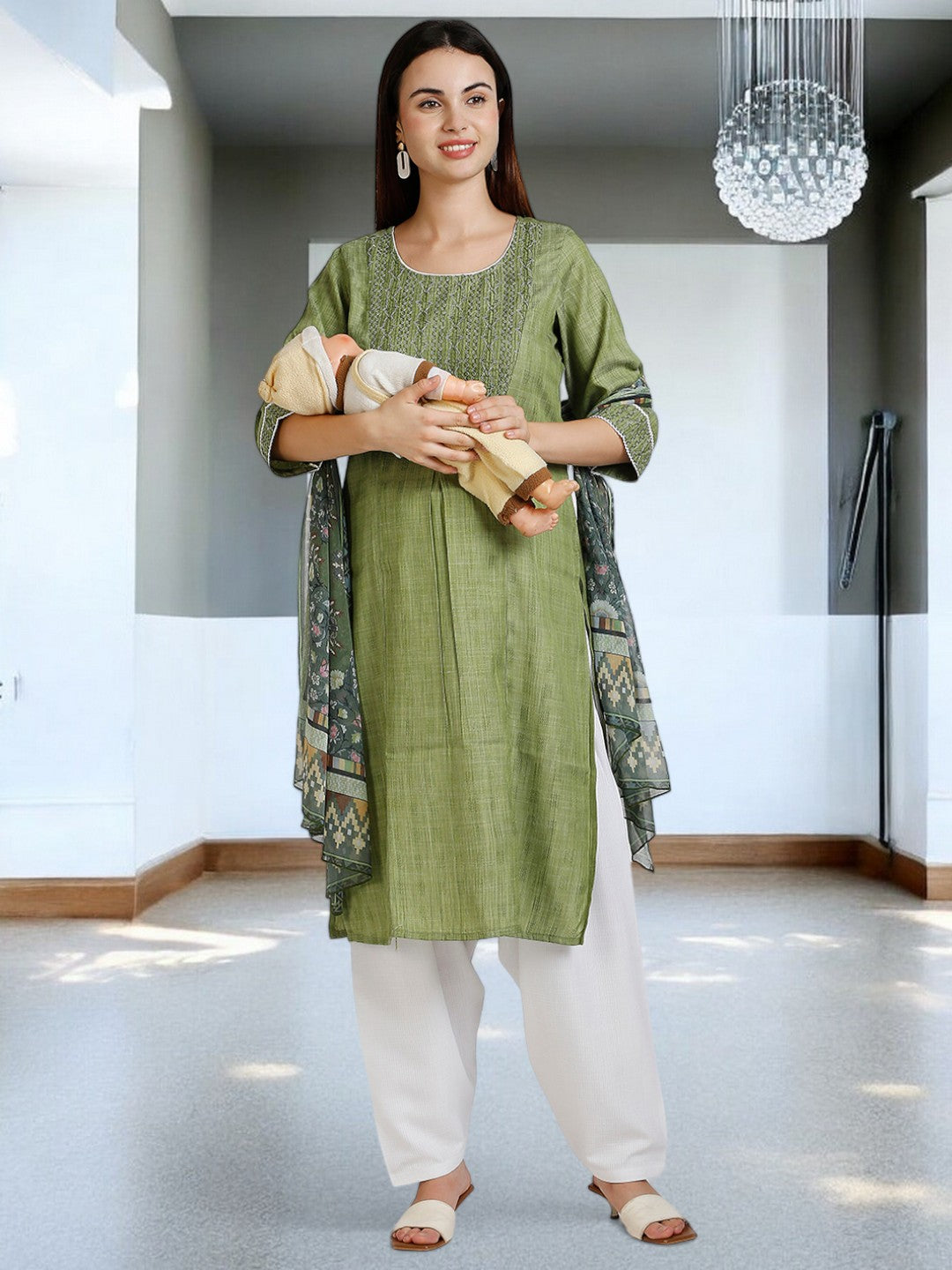 ETHNIC PREGNANCY KURTA PANT SET FOR WOMEN