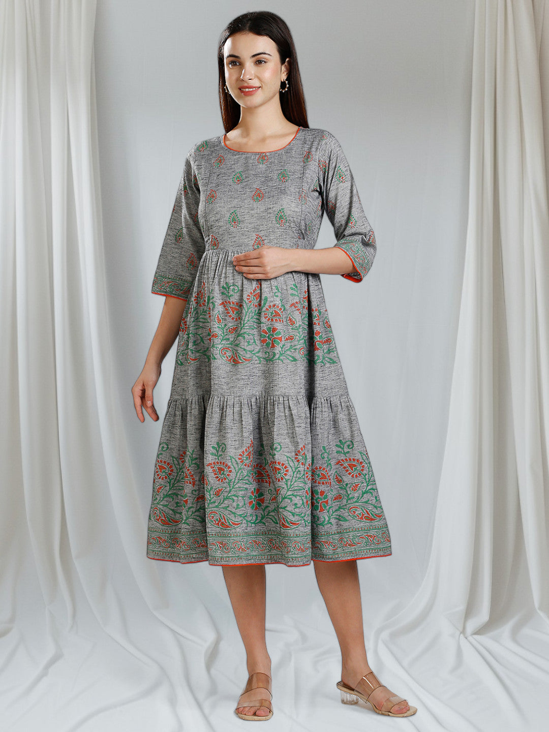 COZY PREGNANCY FLARED KURTA WITH NURSING ZIPS