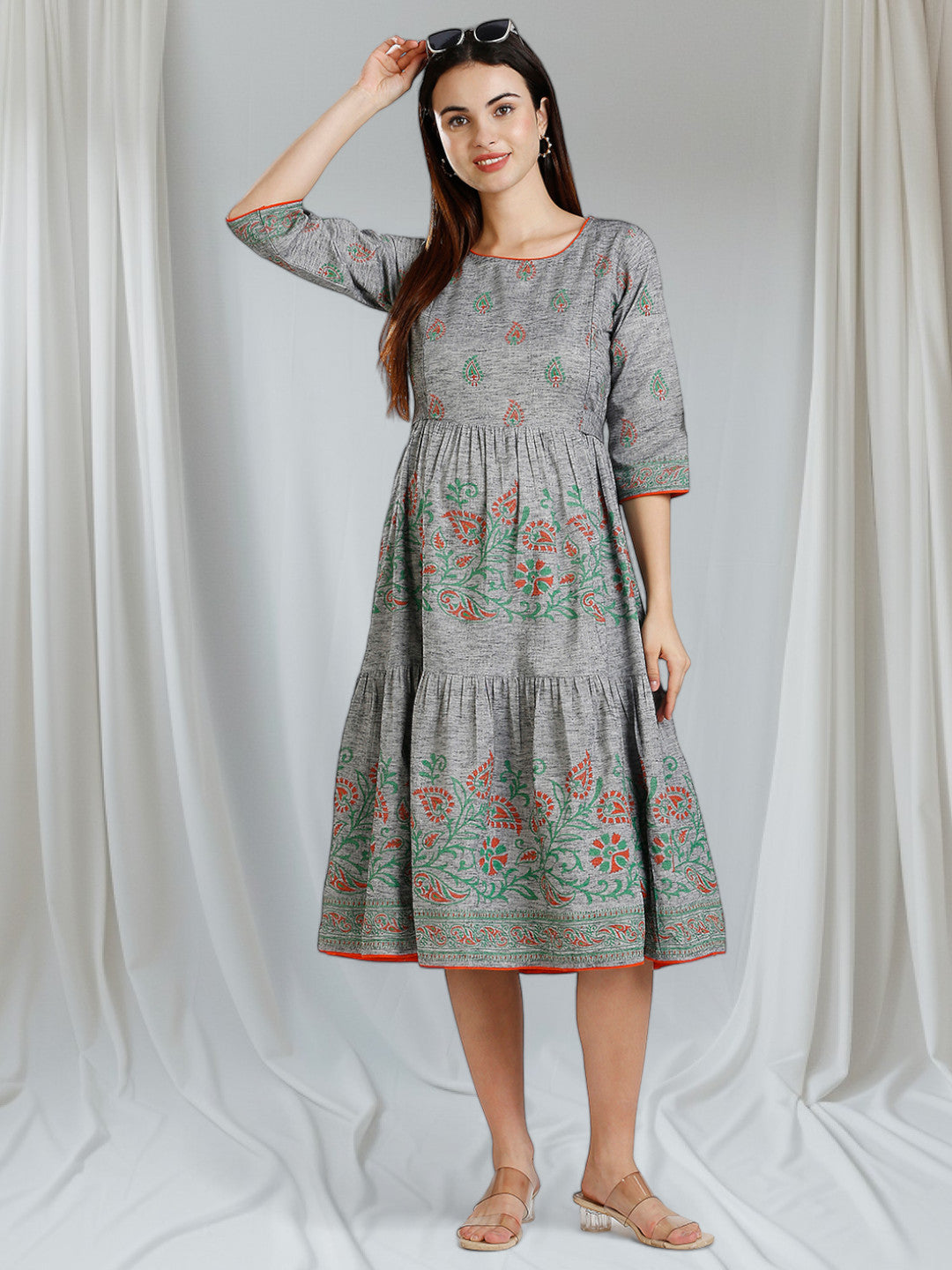 COZY PREGNANCY FLARED KURTA WITH NURSING ZIPS