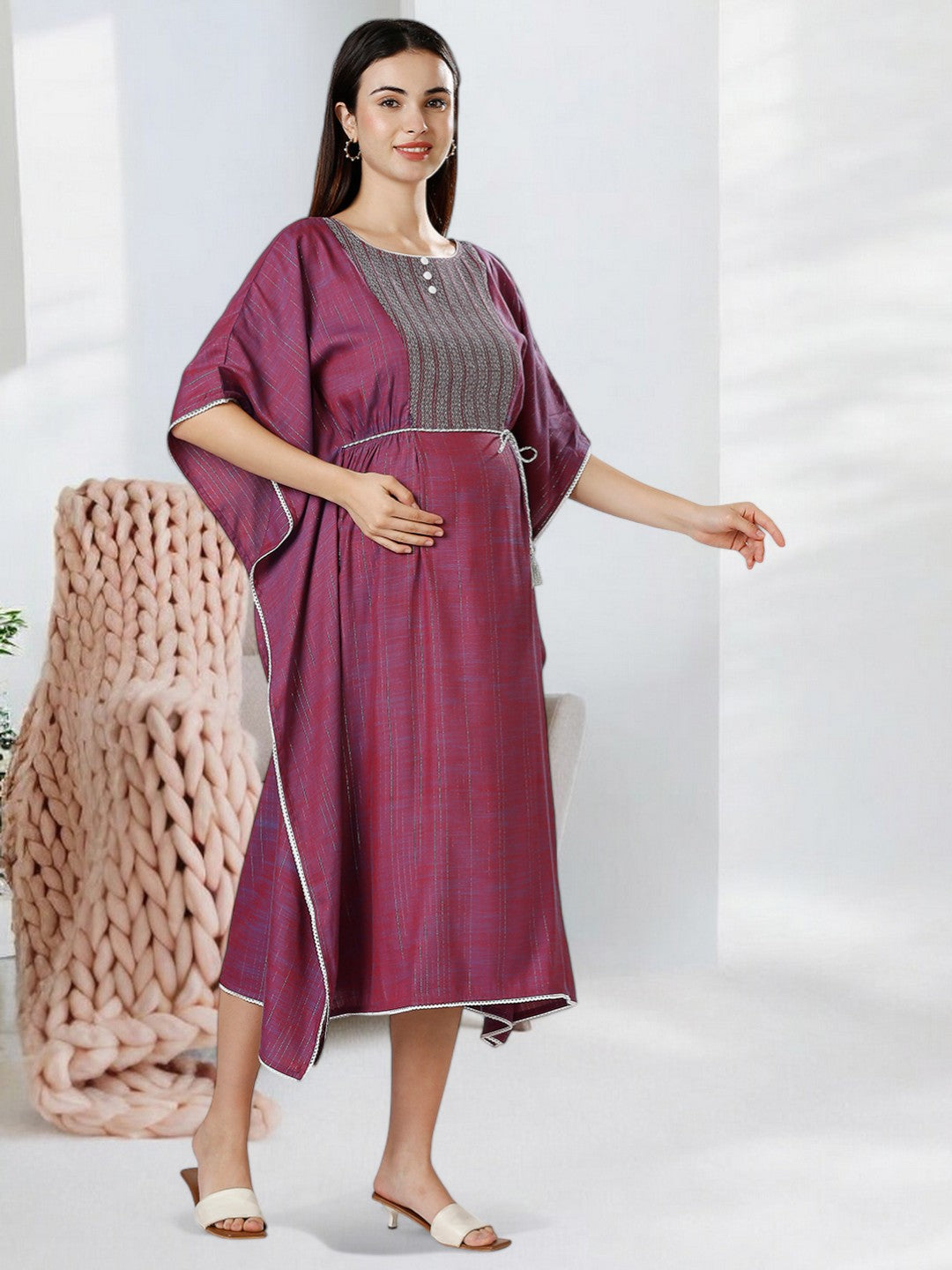 STYLISH MATERNITY KAFTAN FOR WOMEN WITH ZIPPERS