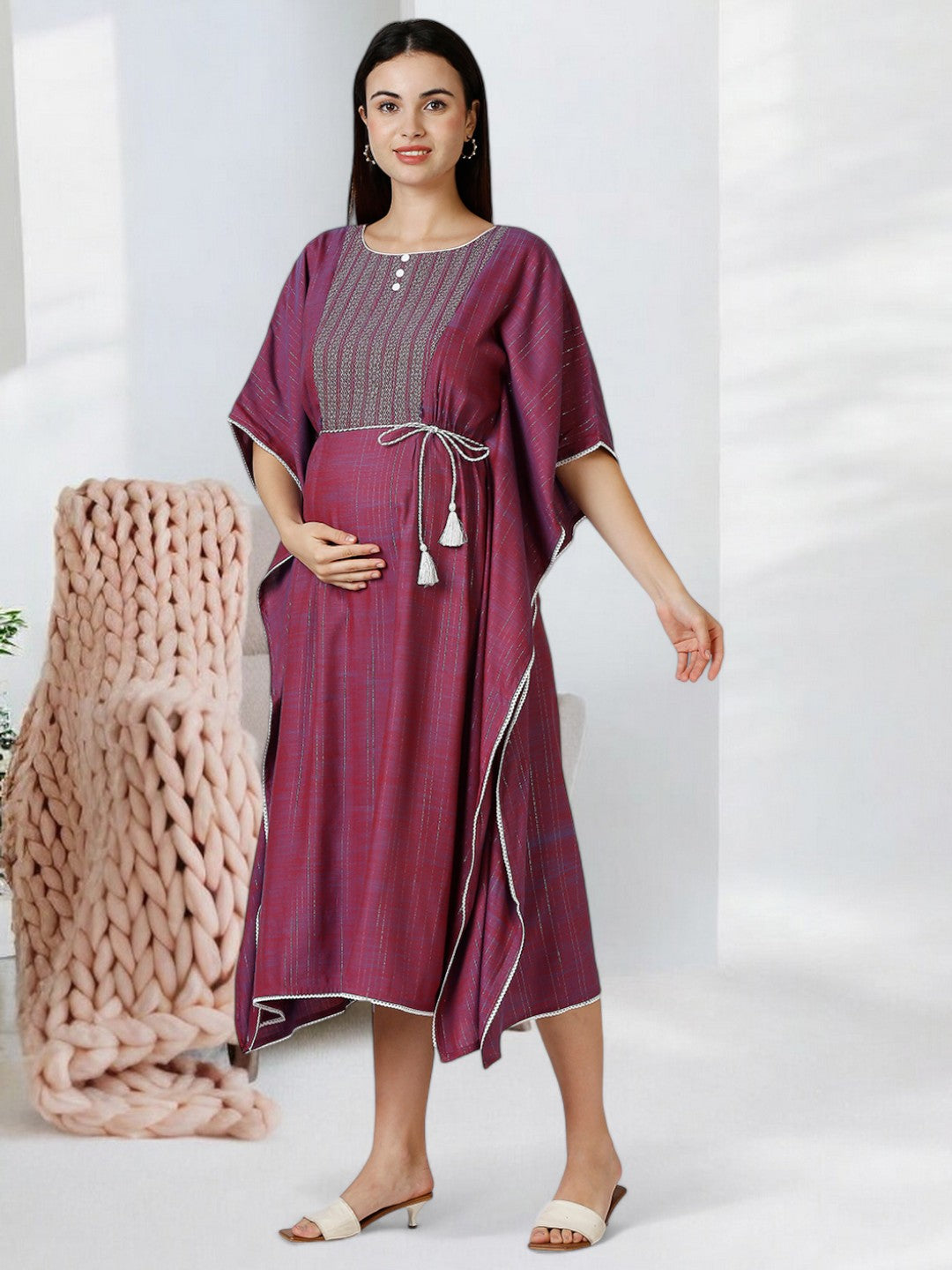 STYLISH MATERNITY KAFTAN FOR WOMEN WITH ZIPPERS