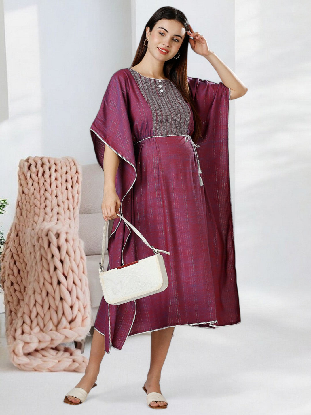 STYLISH MATERNITY KAFTAN FOR WOMEN WITH ZIPPERS