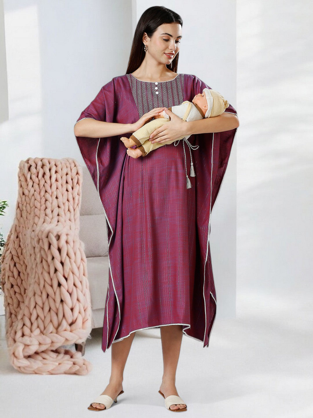 STYLISH MATERNITY KAFTAN FOR WOMEN WITH ZIPPERS