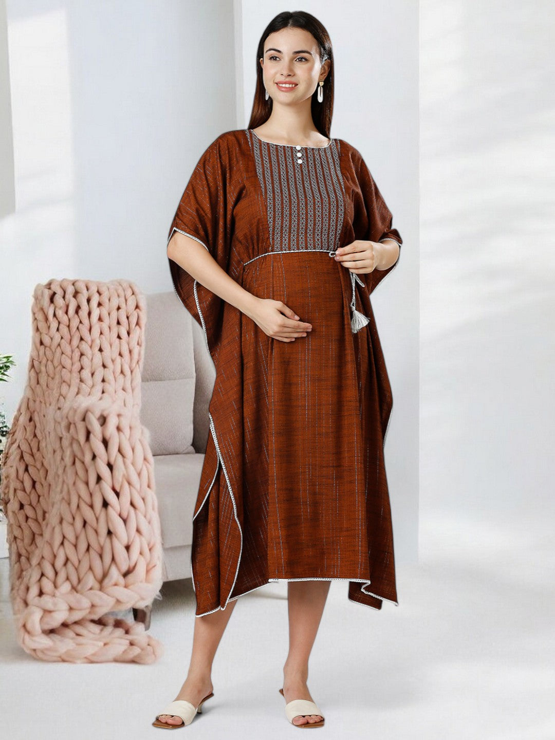 STYLISH NURSING KAFTAN FOR WOMEN WITH ZIPPERS