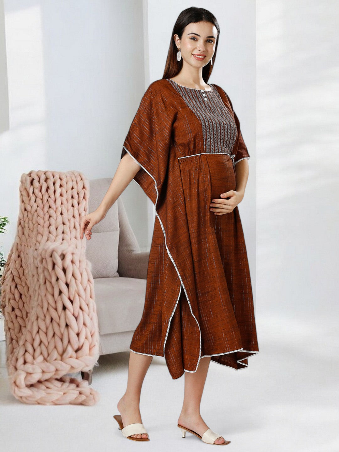 STYLISH NURSING KAFTAN FOR WOMEN WITH ZIPPERS