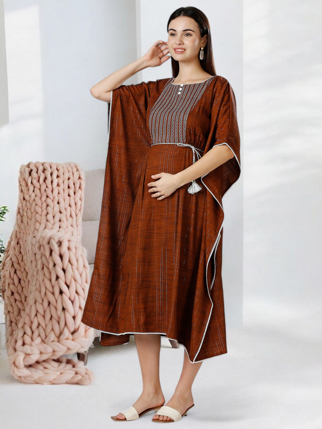 STYLISH NURSING KAFTAN FOR WOMEN WITH ZIPPERS