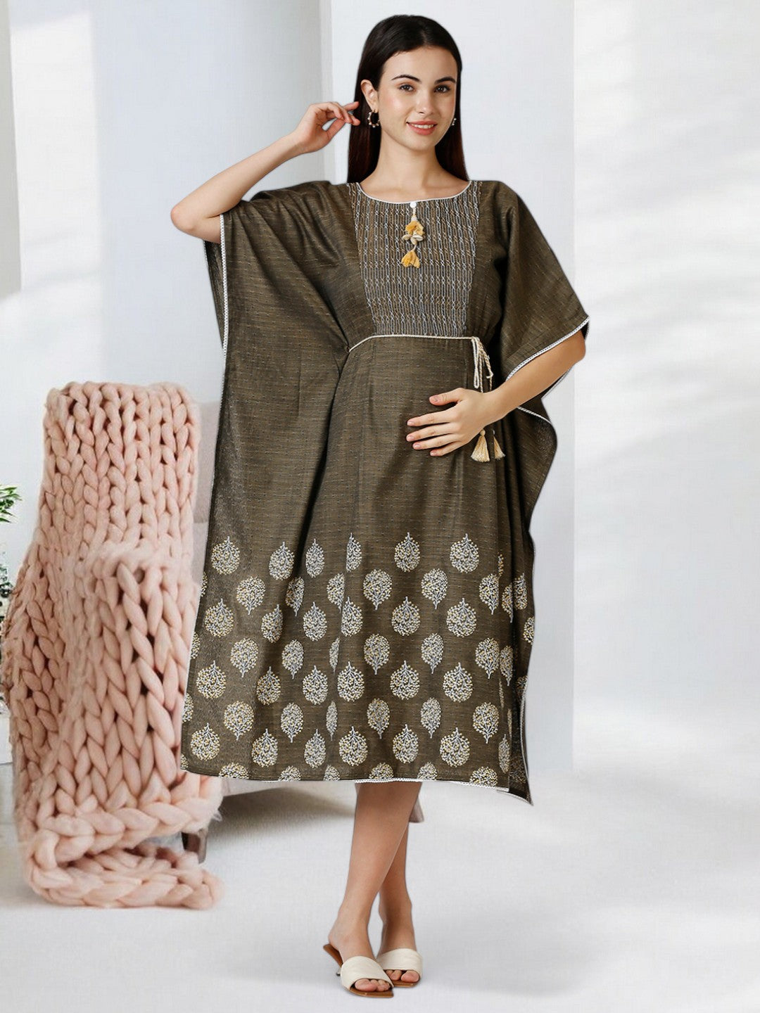 STYLISH FEEDING KAFTAN FOR WOMEN WITH ZIPPERS