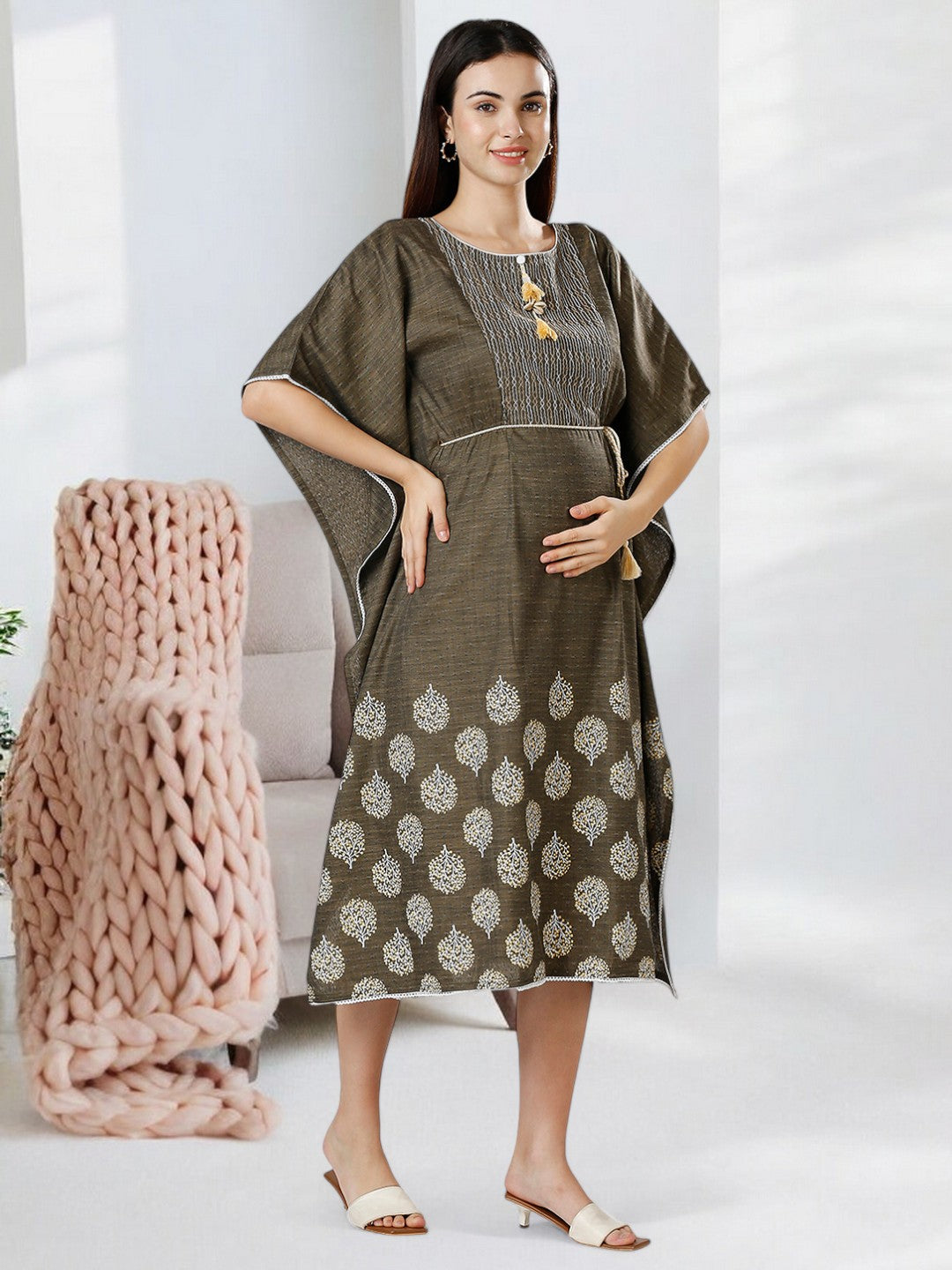 STYLISH FEEDING KAFTAN FOR WOMEN WITH ZIPPERS