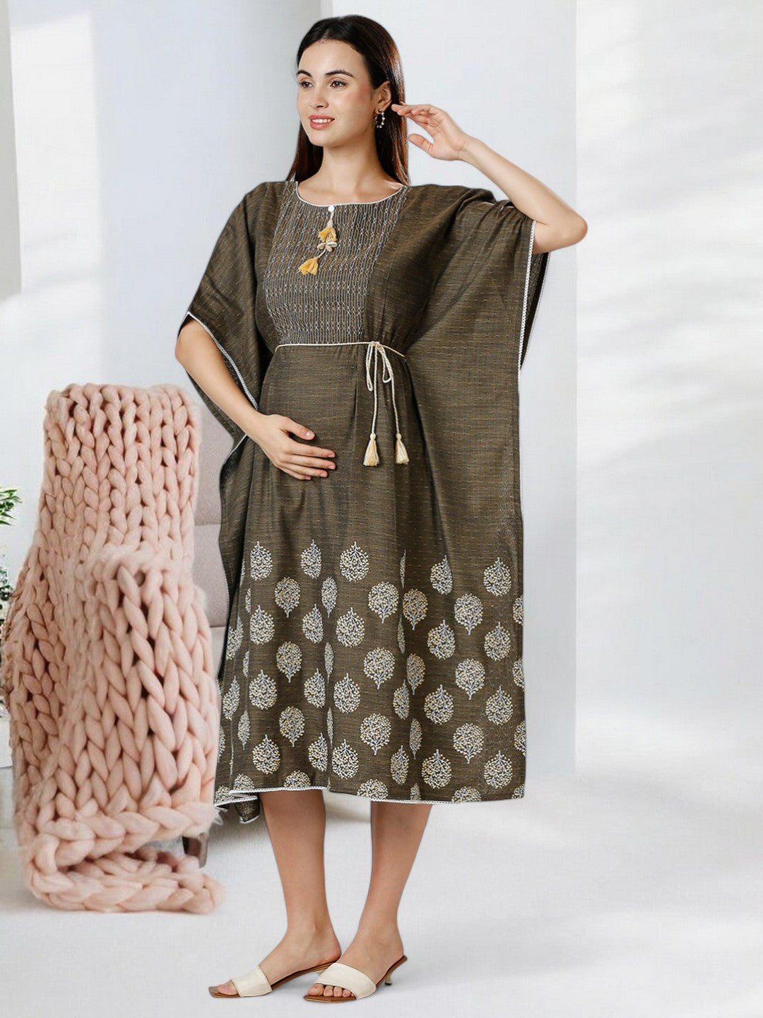 STYLISH FEEDING KAFTAN FOR WOMEN WITH ZIPPERS