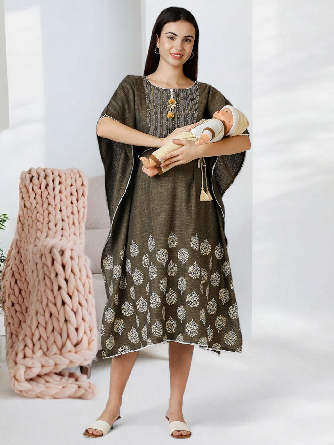 STYLISH FEEDING KAFTAN FOR WOMEN WITH ZIPPERS