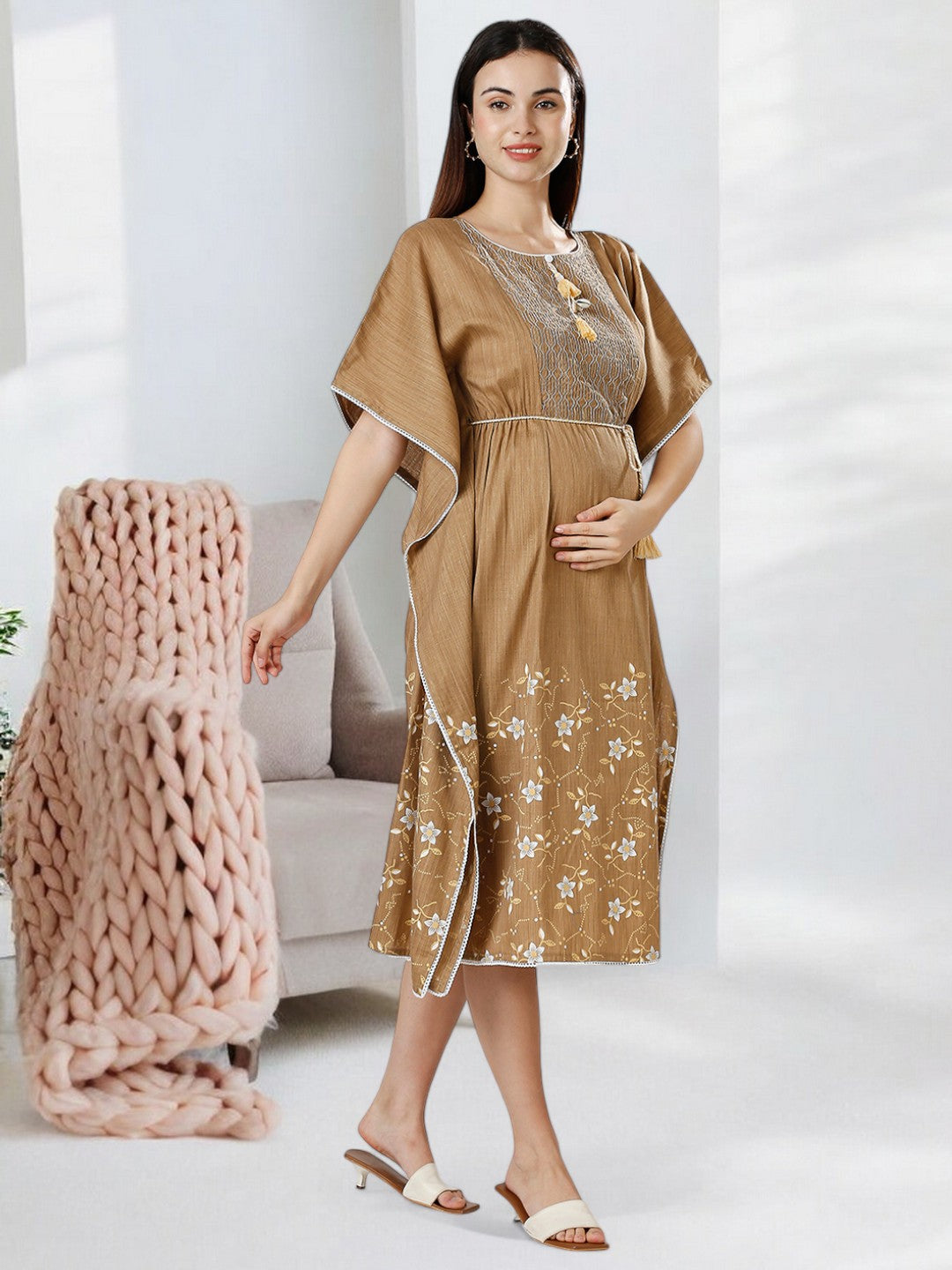 STYLISH BREASTFEEDING KAFTAN FOR WOMEN WITH ZIPPERS