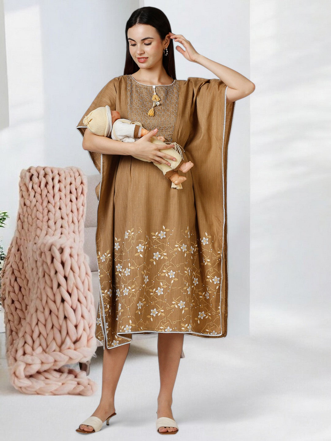 STYLISH BREASTFEEDING KAFTAN FOR WOMEN WITH ZIPPERS